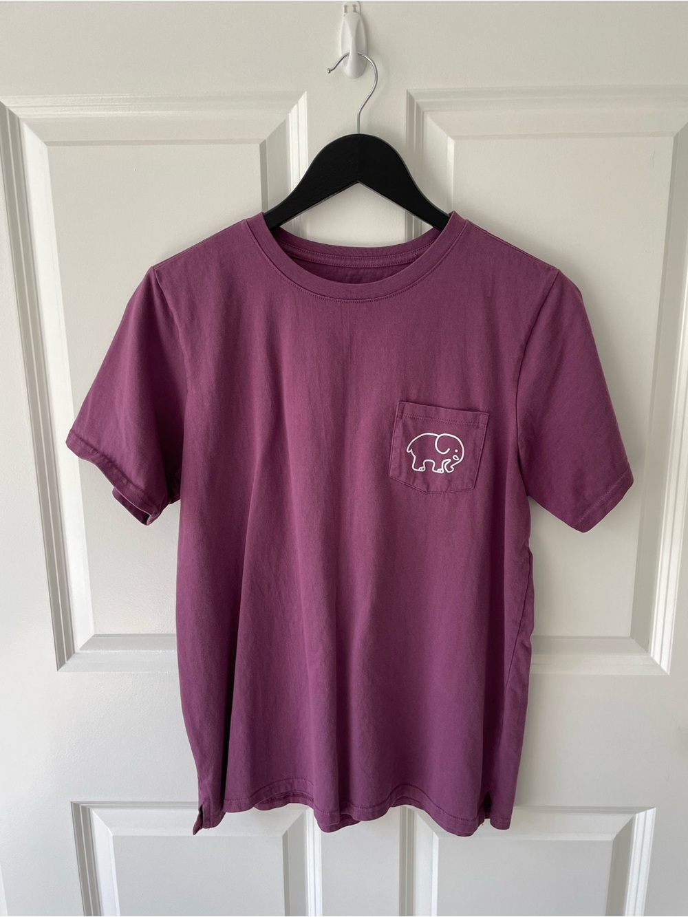 Ivory Ella 100% Organic Cotton Purple Elephant Tee Shirt Womens Size Large